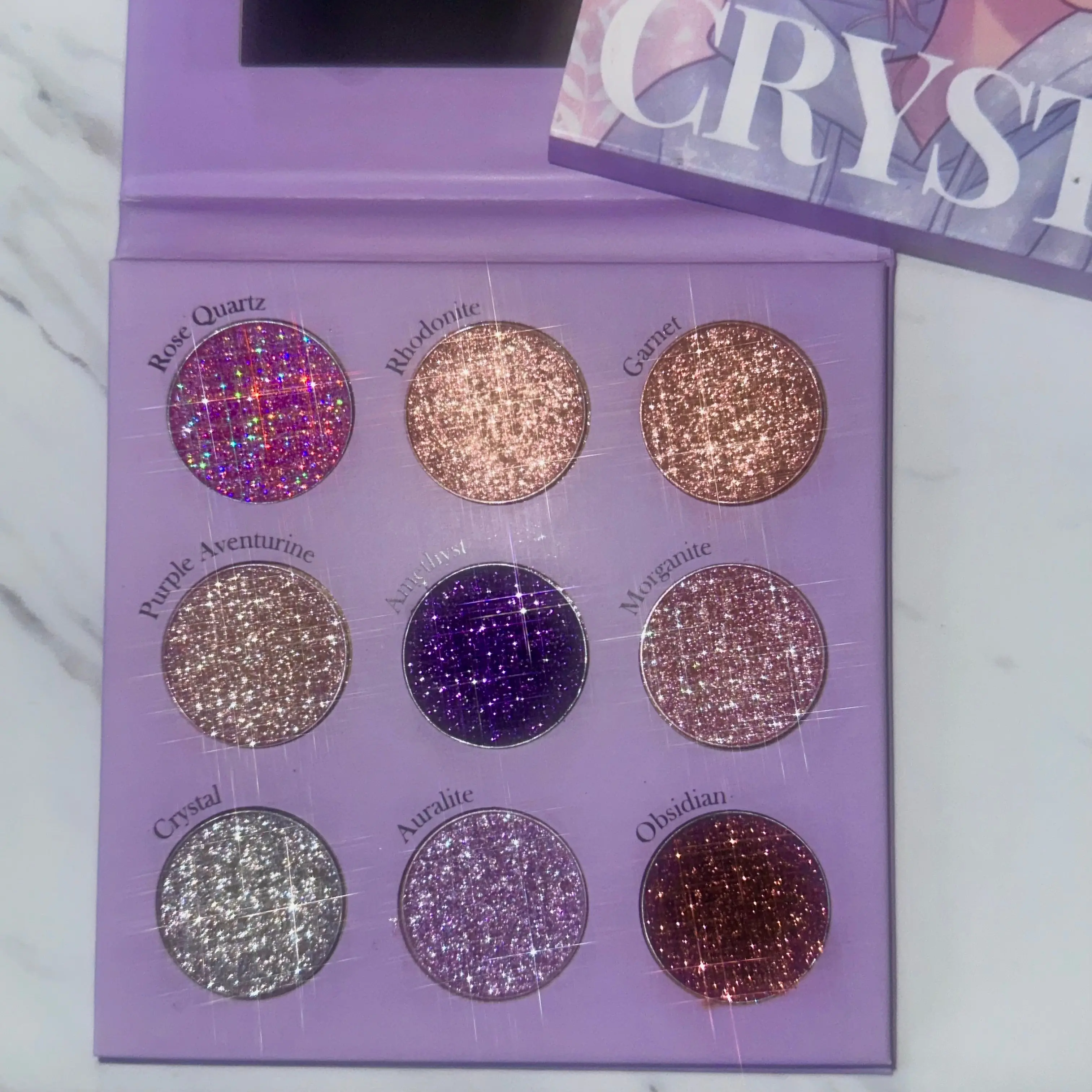 Mateo Beauty Crystal 9-Pan Eyeshadow Palette with Buttery Metallic Shimmers & Pressed Glitters for a Radiant All Over Glimmer, For All Skin Tones, Cosmetic Palette, Makeup Routine, Blend, Bling Effect, Smooth, All Skin Types, Long Lasting, Brightening, Mi