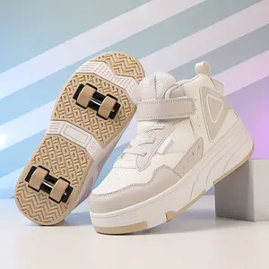 [shipping from US][shipping from US]Trendy Cool Middle Top Roller Skateboard Shoes For Boys Girls, Breathable Retractable Roller Skates For Indoor Outdoor Party, All Seasons