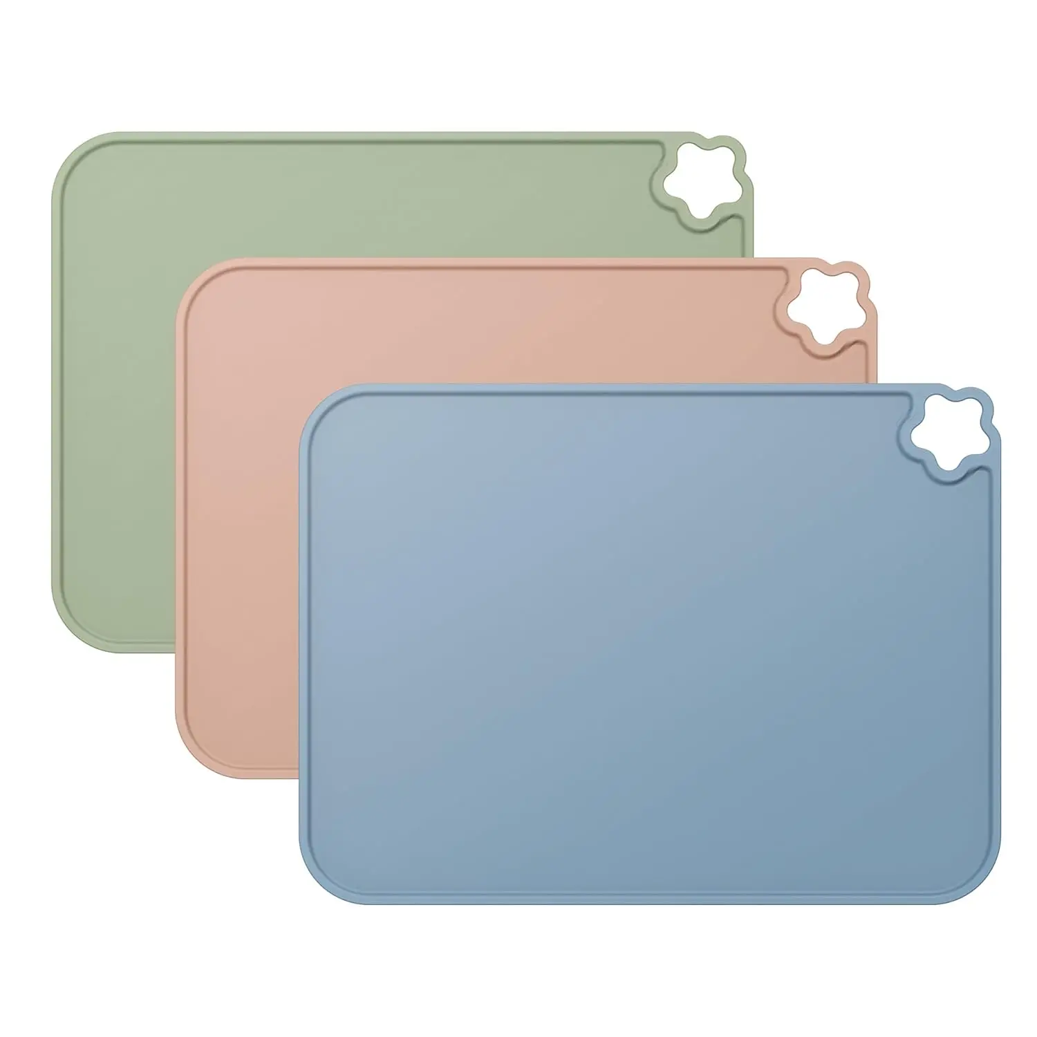 3 Pack Silicone Placemats for Toddlers & Kids – Non-Slip Reusable Baby Placemats, Heat Resistant & Stain Resistant Table Mats, Portable Dining Table Mats for Baby & Kids