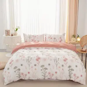 3pcs Floral Bedding Set, Soft Comfortable Duvet Cover, Bedroom & Guest Room, Bed Sets Supplies, 100% Ultra-Light Fiber, No Padding