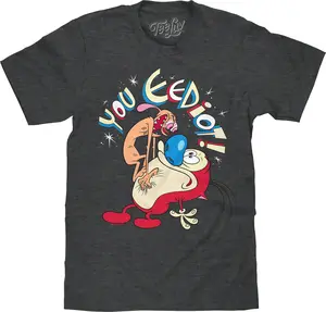 Ren and Stimpy You Eediot T-Shirt - Charcoal Gray Heather