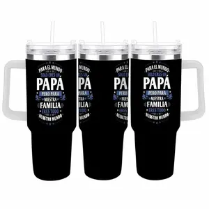 [MADE IN US] Vaso Termico para Papa Regalo Dia del Padre Para el Mundo Solo Eres un Papa Frase Emocional Vaso de Acero Inoxidable Portatil con Asa Termo para Coche Cafe Agua 40oz summerwins