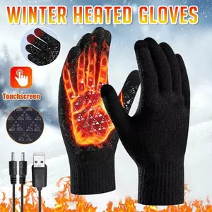 Heated Gloves Electric Rechargeable Battery Hand Warm Windproof Thermal Winter Unisex Touchscreen Compatible Skiing