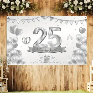Wedding Decoration Flag, 25th Anniversary Background Decor, Wedding Party Banner, Wall Hanging Supplies, No Power Needed, Multiple Sizes Available