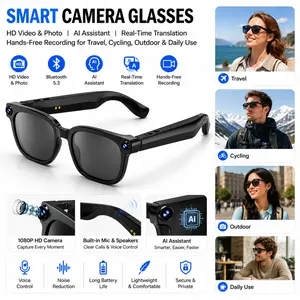 Smart Camera Glasses with HD Video & Photo, Bluetooth Wearable Glasses, AI Assistant, Real-Time Translation, Hands-Free Recording, Smart Eyewear for Travel, Cycling, Outdoor & Daily Use#SummerVibes