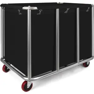 Commercial Laundry Cart with Wheels, 470L Industrial Rolling Laundry Basket, Large Heavy Duty Laundry Sorter with Watertight Oxford Bag & Sturdy Steel Frame for , Hotel, , 440 lbs (Black)