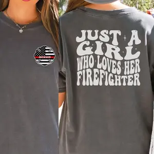 Firefighter Girlfriend T-Shirt Personalized, Custom Fire Girlfriend Comfort Colors T-Shirt, Gift for Girlfriend T-Shirt, Firefighter Fiancée Tee