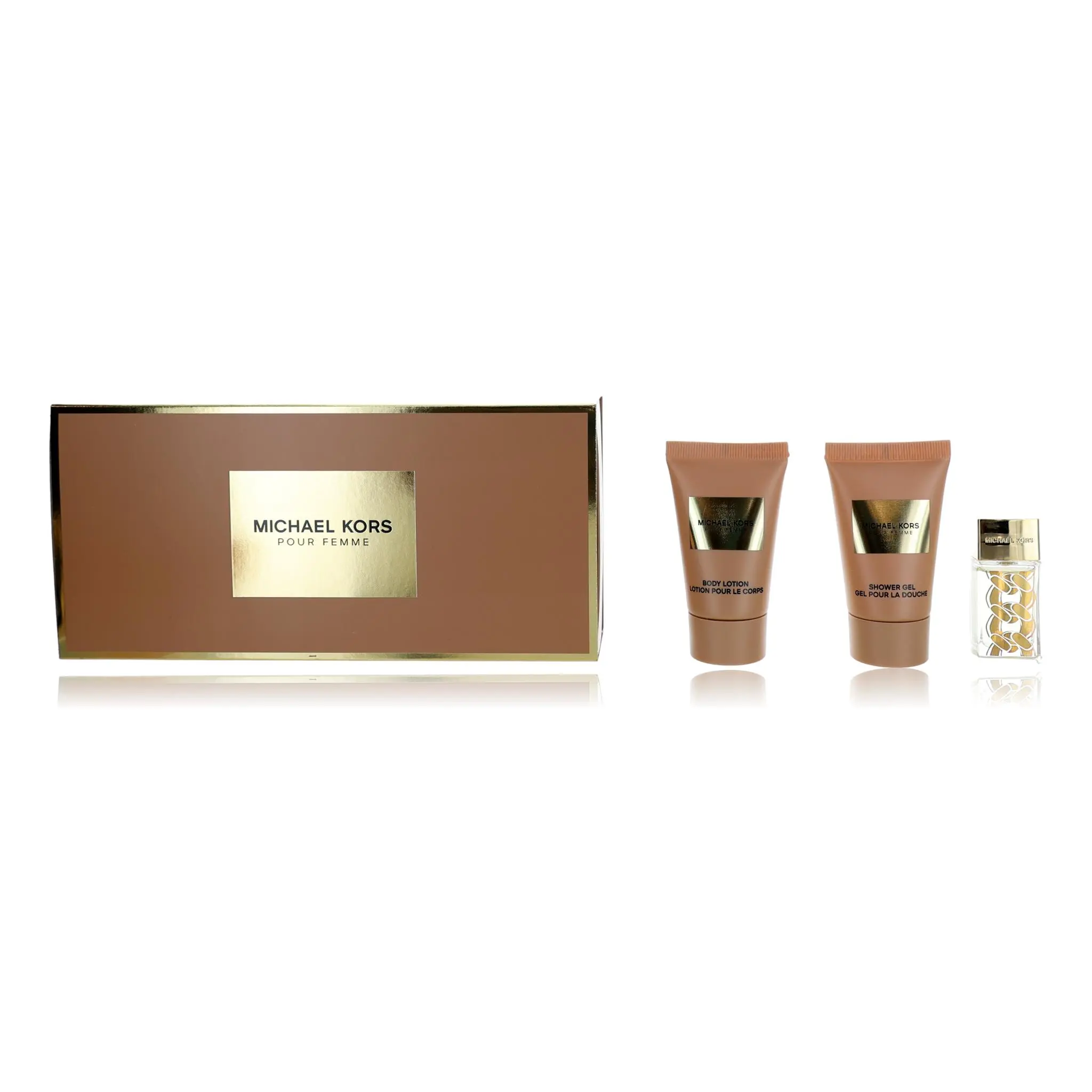 Michael Kors Pour Femme by Michael Kors, 3 Piece Mini Set for Women, Body Care Products, Fragrance Sets, Citrus, Adults, Edp, Musk Blend, Spicy, Jasmine Aroma, Vanilla Musk, Signature Scent, Set Pack