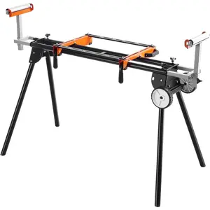 VEVOR 80in Collapsible Rolling Miter Saw Stand With One-piece Mounting Brackets, Clamps, Rollers, Heavy Duty Folding With Sliding Rail, 300lbs Load CapacityVEVOR Super Brand Day
