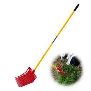 VEVOR Manure Fork, Summervibes,Summervibes, 18 Angled Tines, Horse Manure Rake with Long Fiberglass Handle, 61 in Durable Plastic Pitchfork Muck Rake Tool for Gardening Horse Stall Stable Grass Hay Cleaning Farm Work