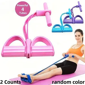 Resistance Band with Pedal, 2 Count Home Gym Exercise Band, Elastic Band for Legs, Butt, Back, Shoulders, Arms, Workout Bands, Fitness Equipment