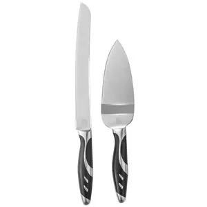 Lushig Cake Knife and Server Set for Weddings and Parties, Stainless Steel, Non-Slip