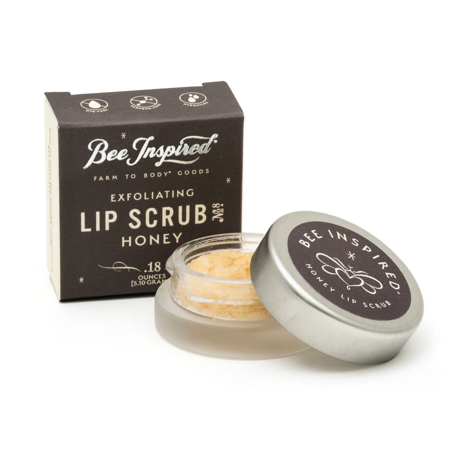 Bee Inspired Honey Lip Scrub - Gentle Exfoliant for Smooth & Nourished Lips - Plant-Based Butter & Natural Honey Crystals - 0.18 oz - Synthetic, Balm, Hydrating Lip Care
