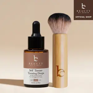 [TikTok Shop Exclusive] Beauty by Earth Self Tanner Drops & Kabuki Brush Bundle - Customizable Sunless Tanning Drops Moisturizing Bronzing Face & Body Made in USA