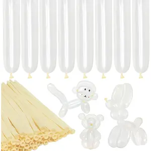LXZFCRG 260 Balloons Clear Long Skinny Latex Balloon for Balloon Animals, 100Pcs Twisting Ballon Shine for Balloons Arch Party Supplies Weddings Birthday (Clear)