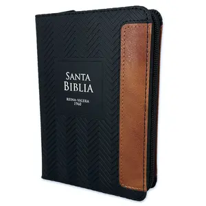 Bible in Spanish Pocketsize with Zipper Reina Valera 1960 Imitation Leather Two Toned Black and Brown with Index
