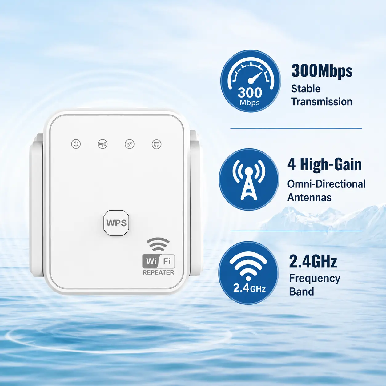 WiFi Extender WiFi Repeater 300Mbps WiFi Amplifier 2.4GHz WiFi Signal Enhancer with Repeater/AP Mode Ethernet Port White