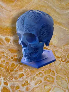 Skull stand for headphones or helmet