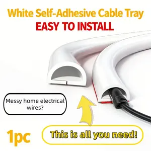 White Self - Adhesive Cable Tray, Self - Adhesive PVC Floor Cable Cover, Self - Adhesive Floor Soft Wire Cover, Designed For Concealing Home Floor Electrical Wires - Soft Cable Channel Roll To Prevent Tripping Installation