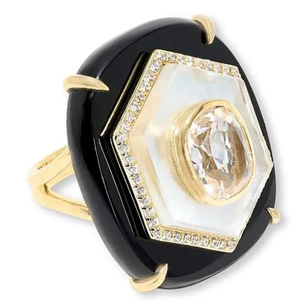 Rarities Fine Jewelry Rarities Gold-Plated Black Onyx and Multigemstone Ring