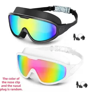 Adult and child swimming goggles set (2 pairs) - Wide field of vision, anti-fog and UV resistant. These are the best swimming goggles suitable for adults, providing comfort and a good fit. No leakage. For men, women and children