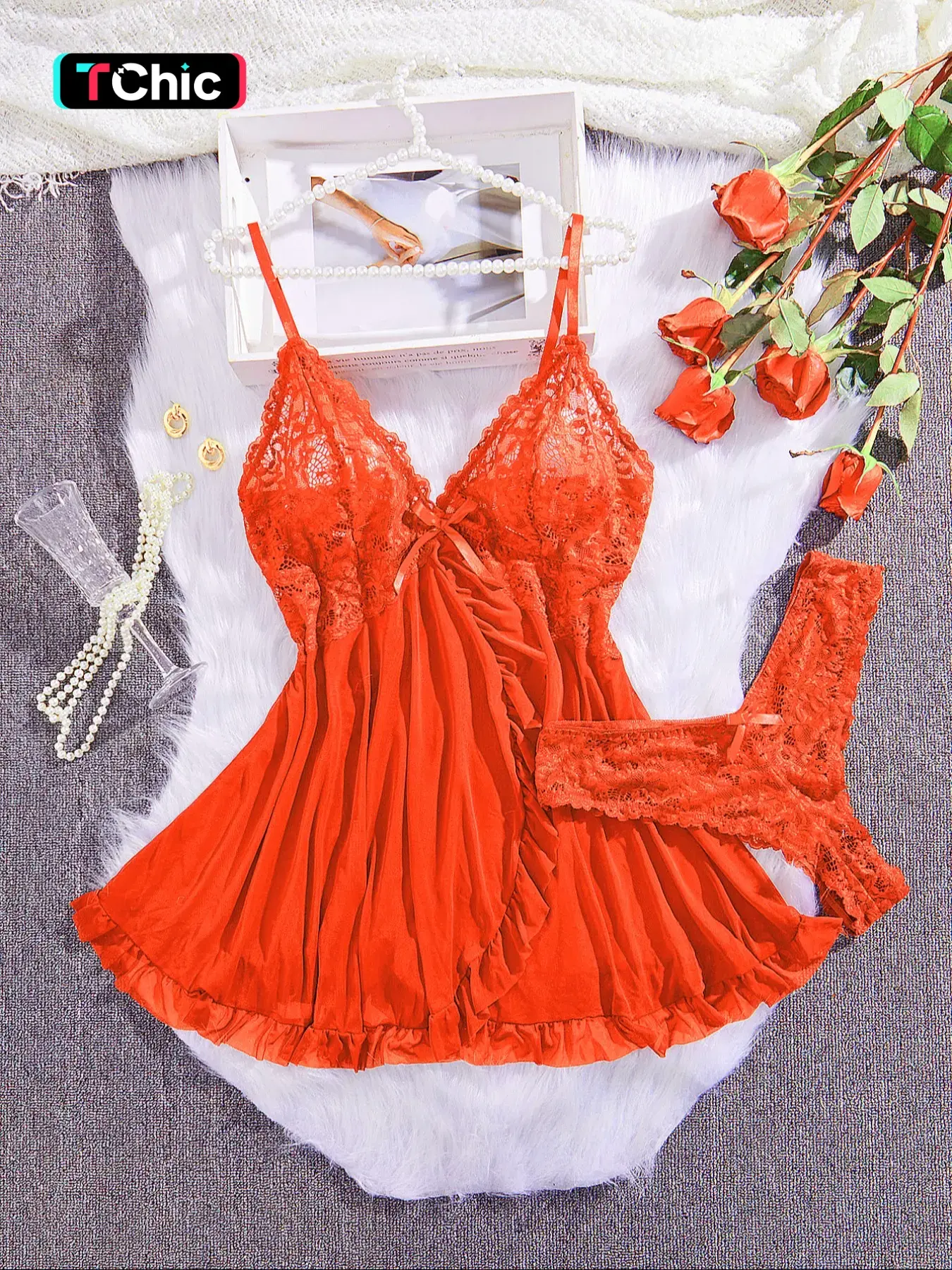 Loungewear set Women's Sexy Breathable Lingerie Sleepwear Underwear Set, Mesh Robe with Straps, Ideal for Home & Hotel, Perfect Valentine's Gift, Elegant Sheer Print Design, Nightwear