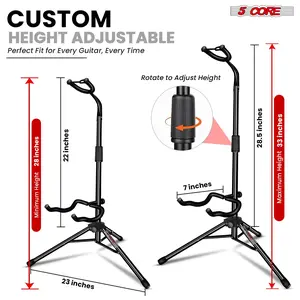 Guitar Stand Floor Adjustable Heavy Duty Tripod Acoustic Electric Bass Cello Upright Folding Stands w Neck Holder For On Stage Studio