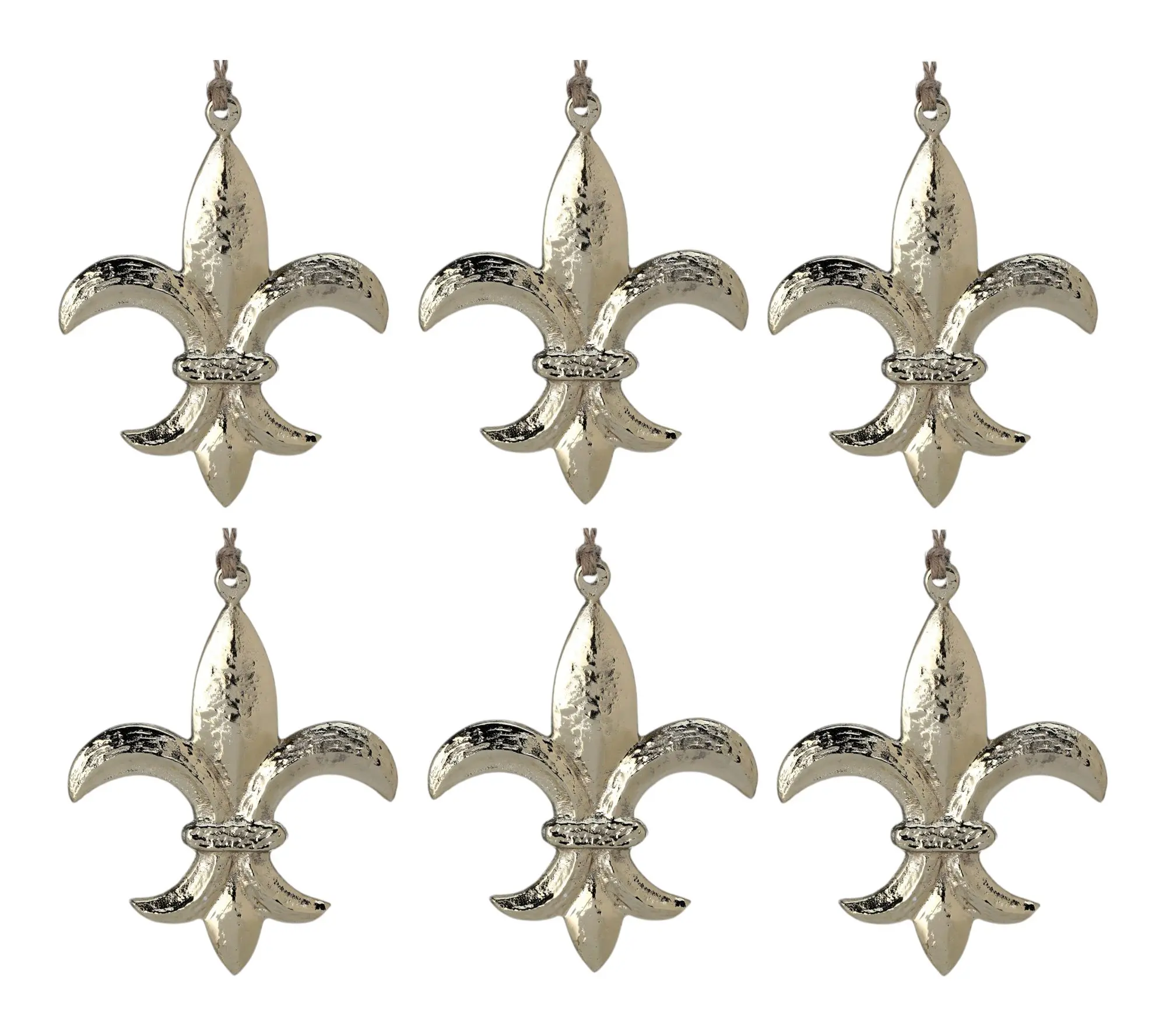 RC Hoome Decor -Set of 6 Gold AL Fleur-de-Lis Hanging Ornaments