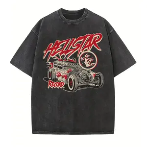 Hellstar Records Hot Rod Washed Oversized Tee - Retro Car Streetwear