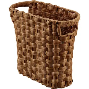 Wicker Waste Basket with Built-in Handles, Multifunctional Mini Basket for Home and Office, Compact Design and Durable Construction with Fine Artisanal Craftsmanship