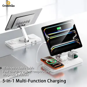 5-In-1 Multi-Function Charging Stand, Wireless Charger Stand with Super Fast Charging for iPhone/AirPods/apple Watch/iPad, Essential Tech Accessory