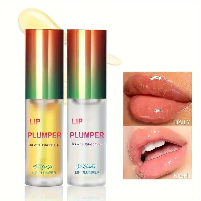 Hydrating Ginger Mint Lip Gloss,Charm Plumping Lip Gloss, Moisturizing Lip Oil Lip Stick, Moisture Lip Care Products Long Lasting Lip Plumper Oil Serum Smooth Lips