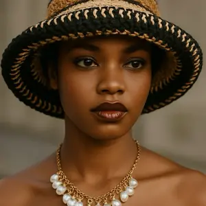 Men’s / women’s Sangria crochet bucket hat brown on trend hat