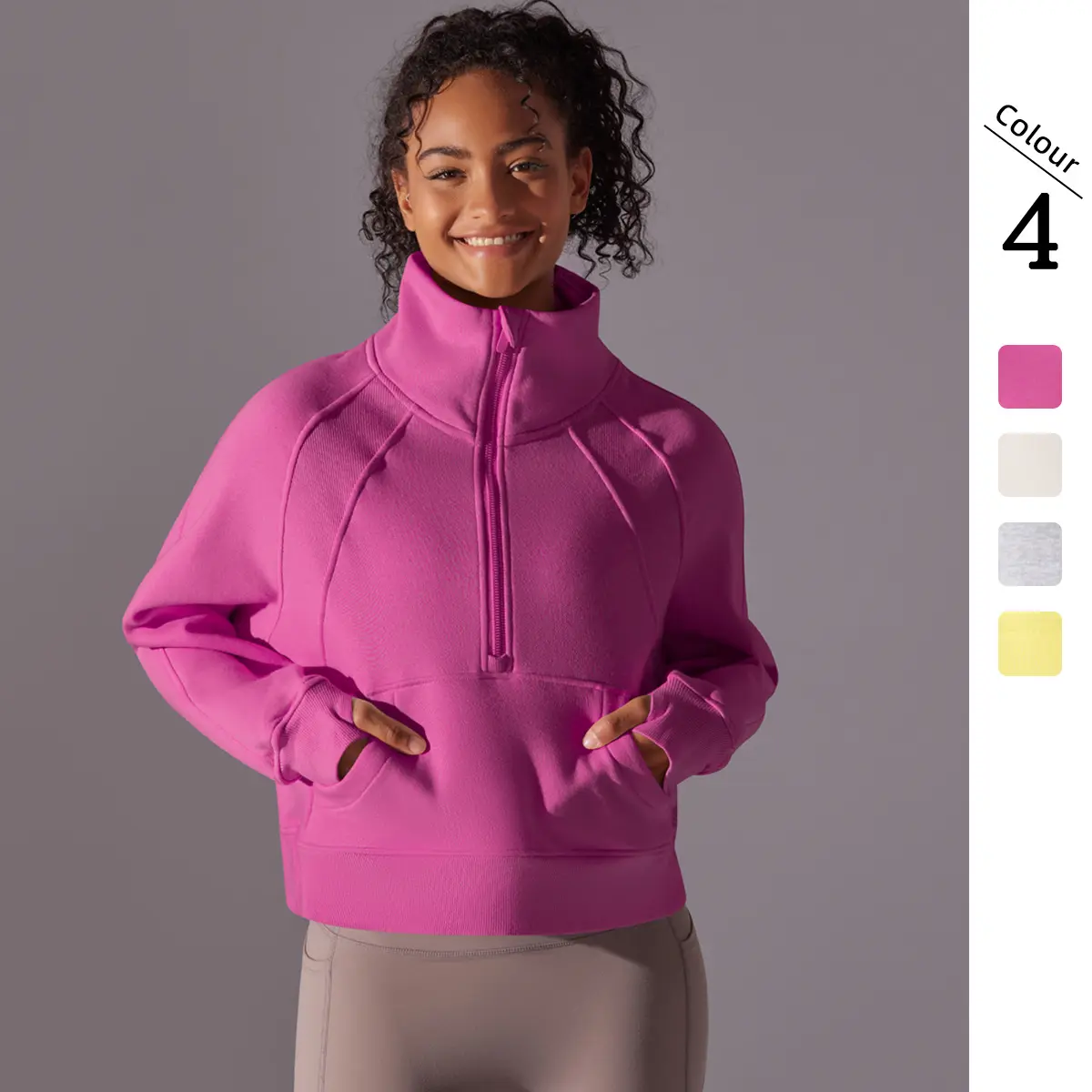 New Solid Color Fleece-Lined Long-Sleeve Workout Women's Sportswear Set, Autumn Winter Warm Loose-Fit Yoga Casual Jacket, Outdoor Sports Top (Gift)11, Fleece Women's Sportswear Set, Matching Activewear Set