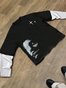 Unisex Face Print T-Shirt, Comfortable Fashion Casual Streetwear, American Vintage Style, All Seasons Fitted Tee