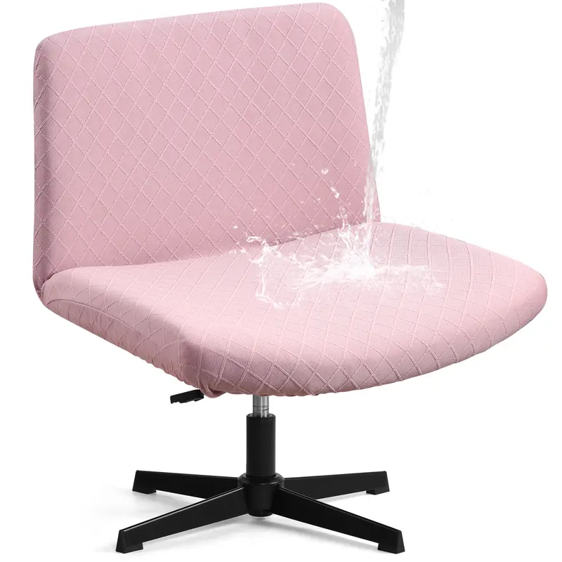 FULOON Polyester Jacquard Leaves Criss Cross Chair Slipcover - Durable, Wrinkle-Resistant, Anti-Slip Bottom, Shrink-Resistant, Easy Installation, All-Seasons Mid-Back Armless Wide Protector for Living Room, Bedroom (1 Size, No Wheels)