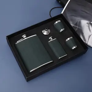 Multi-Style High-End Stainless Steel Flask Set - Portable Leak-Proof Whiskey Rum Vodka Hip Flask with Gift Box, Drinkware, Great Gift for Friends Elders Holidays, Perfect for St. Patrick's Day Easter Valentine's Day Eid Celebrations.
