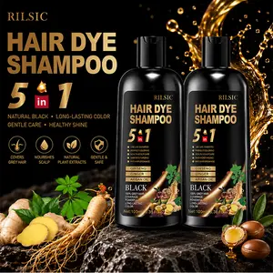 2PCS Black Hair Dye Shampoo 5-in-1, 100ml Gray Hair Coverage Shampoo for Men & Women, Natural-Looking Black Hair Color, Easy At-Home Hair Dye with Ginseng, Ginger & Argan Oil