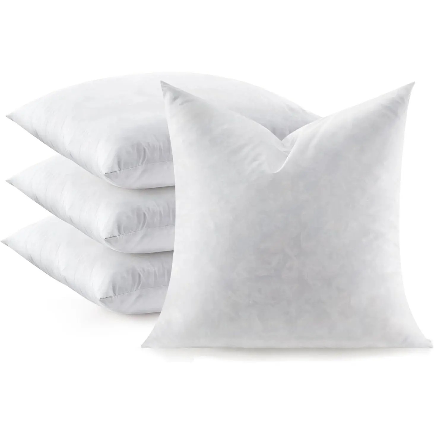 Throw Pillow Inserts Set of 4, Soft Fluffy Square 18 x 18 Inches Decorative Pillow Insert,  and Down Euro Pillows for Bed, Couch and Cushion