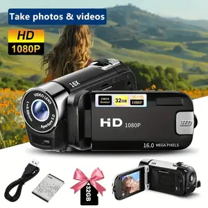 A Camera with A 270° Rotating LED Flip Screen, Equipped with A 32GB Memory Card 16x Digital Zoom Camcorder, 1080P, 2.4-inch Screen Display, New High-definition Wide-angle Camera, Portable Camcorder, Suitable for Home And Outdoor Recording,