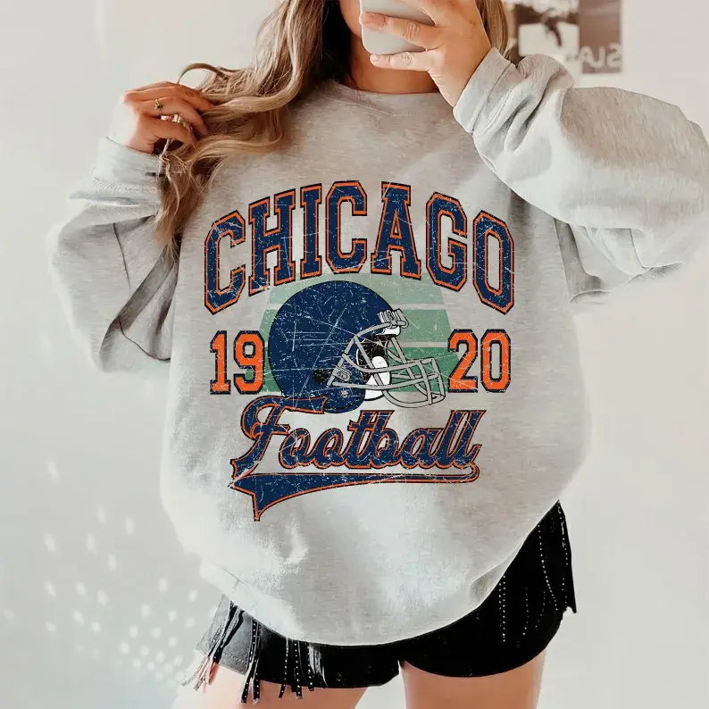 Vintage 90s Style Chicago Football Sweatshirt, Game Day Shirt, Chicago Team Football Shirt, Sunday Chicago, Chicago Hoodie, Bears Fan Apparel