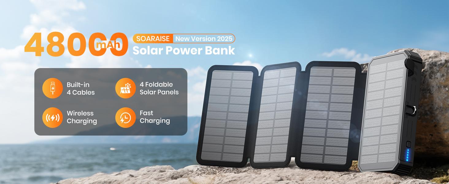 48000mAh solar power bank portable charging station