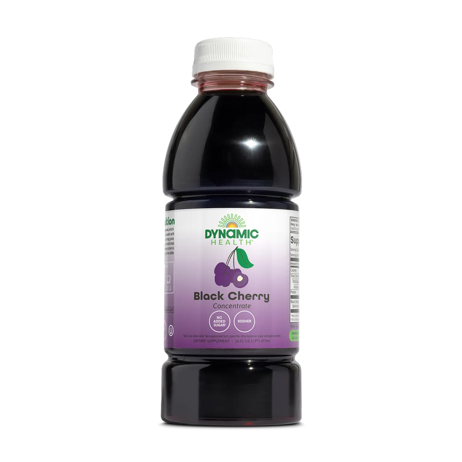 Dynamic Health Organic Concentrated Edible Black Cherry Liquid Dietary Supplement - 16 fl oz Bottle, Prop 65 Safe, 12 Months Shelf Life, Antioxidant-Rich Beverage for Adults, Joint Support, Vitamin Boost