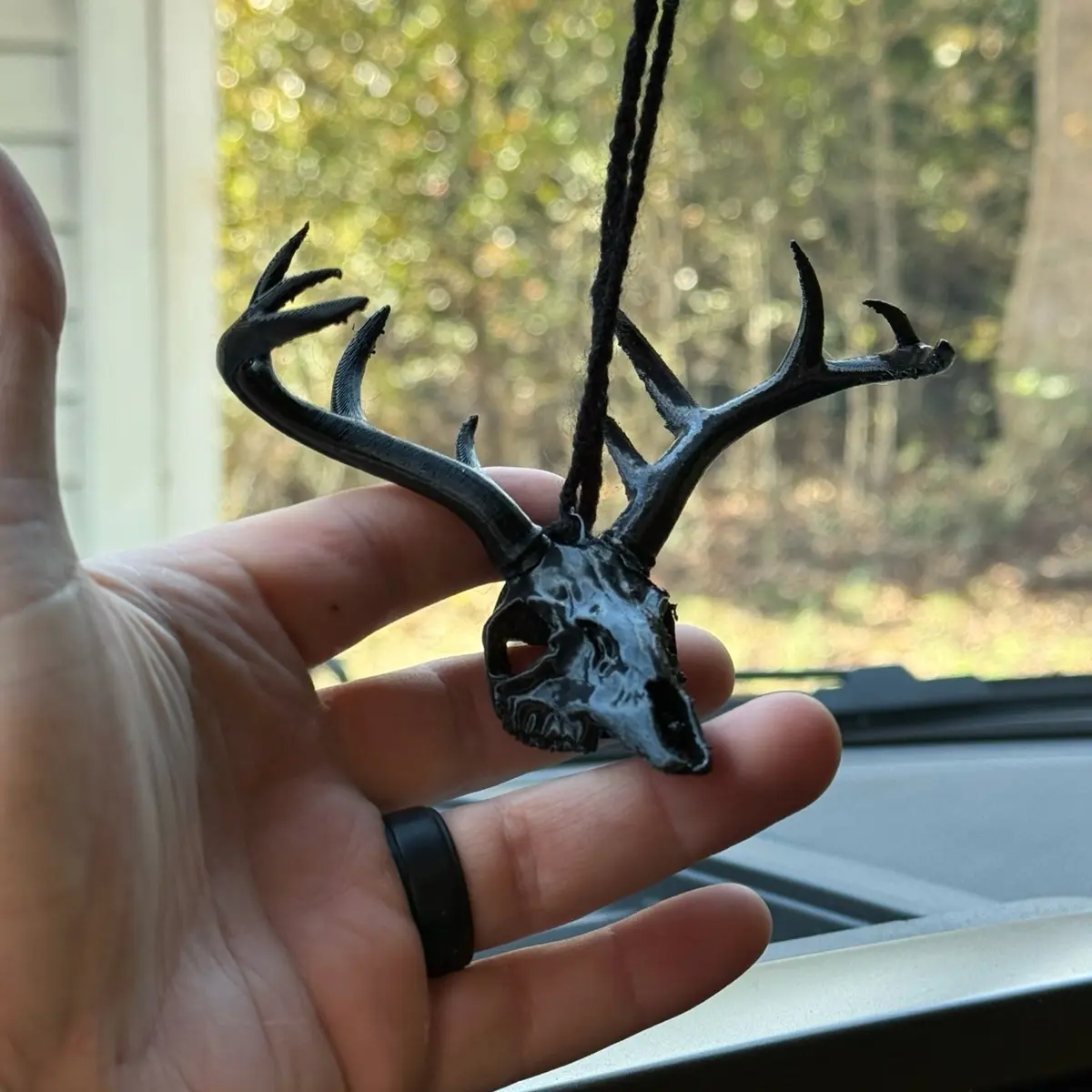 Deer Skull Decor Mirror Car Charm 3D Printed - Perfect for Car Decoration