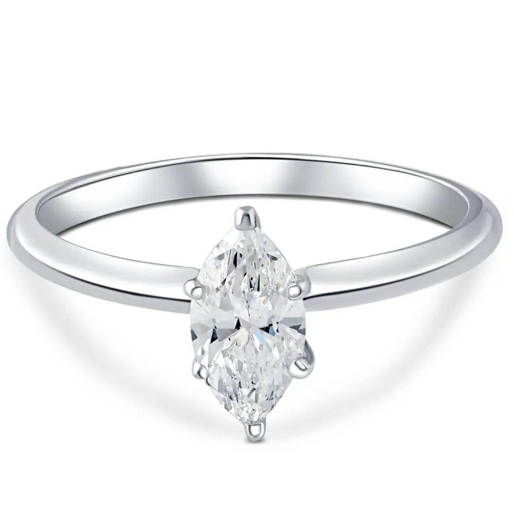 Platinum .72Ct Marquise Natural Certified Diamond Solitaire Engagement Ring