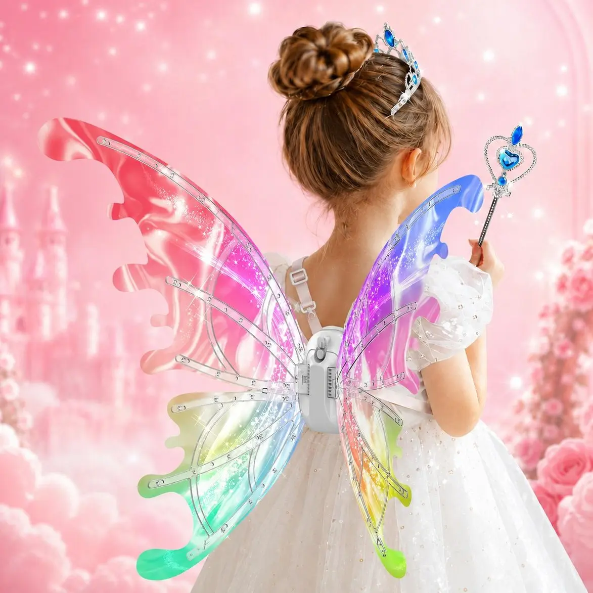 Light Up Fairy Wings for Girls - LED Butterfly Wings with Music for Kids Aged 3 4 5 6 7+ Costume, Birthday Christmas Party Costume Princess Toys for Girls，Party Costume、Princess Cosplay、Dress Up Gift