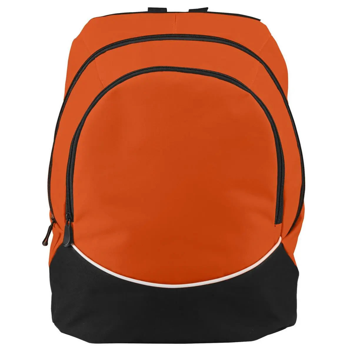 Large Tri-Color Backpack in Orange, Black & White, Unisex 600D Polyester Water-Resistant Bag with Adjustable Straps & Integrated Zipper Pockets, Back To School Haul, Sporty, Casual