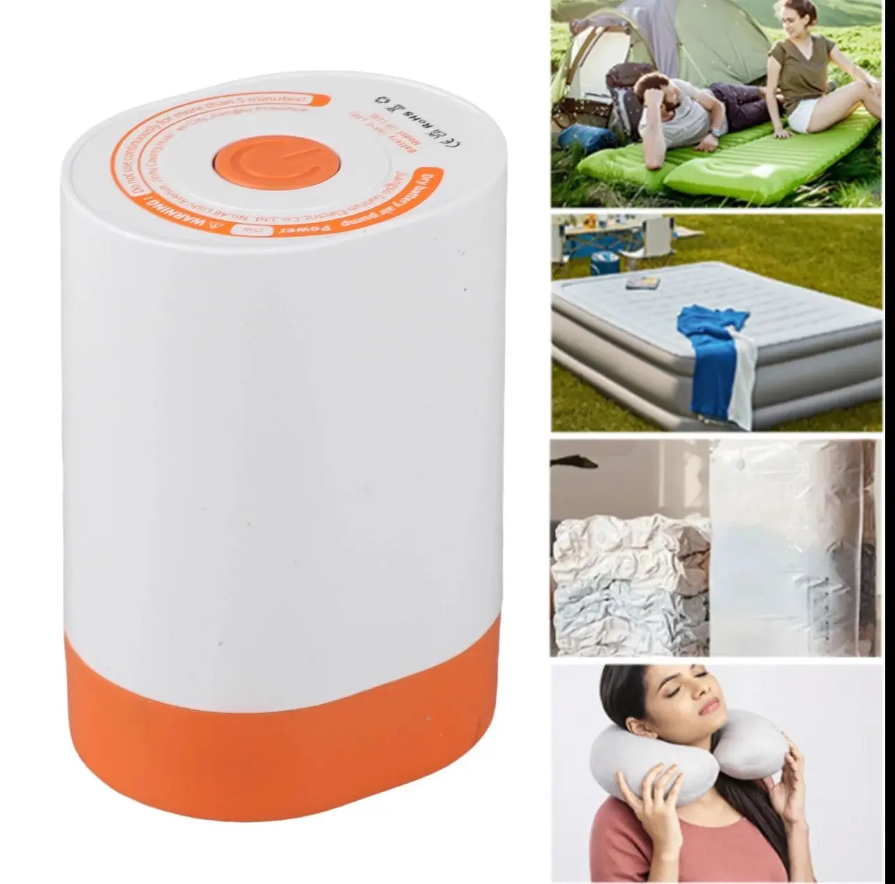 Electric Air Pump 3.5kPa Portable 2 in 1 Inflator Deflator Pump with 5 Nozzles for Air Mattresses Vacuum Bag