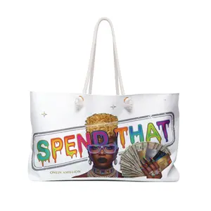Onein Amillion™️ Spend That Weekender Bag — Bold Afrocentric Travel Tote with Cash Graphic