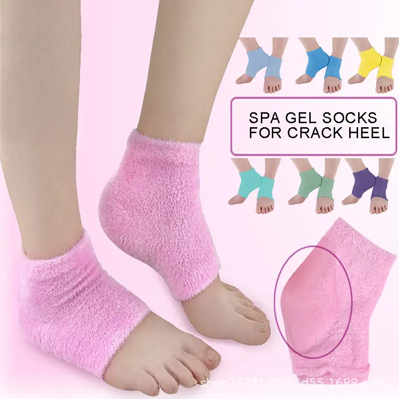 Feather Yarn Gel Heel Socks Moisturizing Exfoliating Anti-Cracking Hydrating Essential Oil Care Ankle Sleeve Heel Sleeve